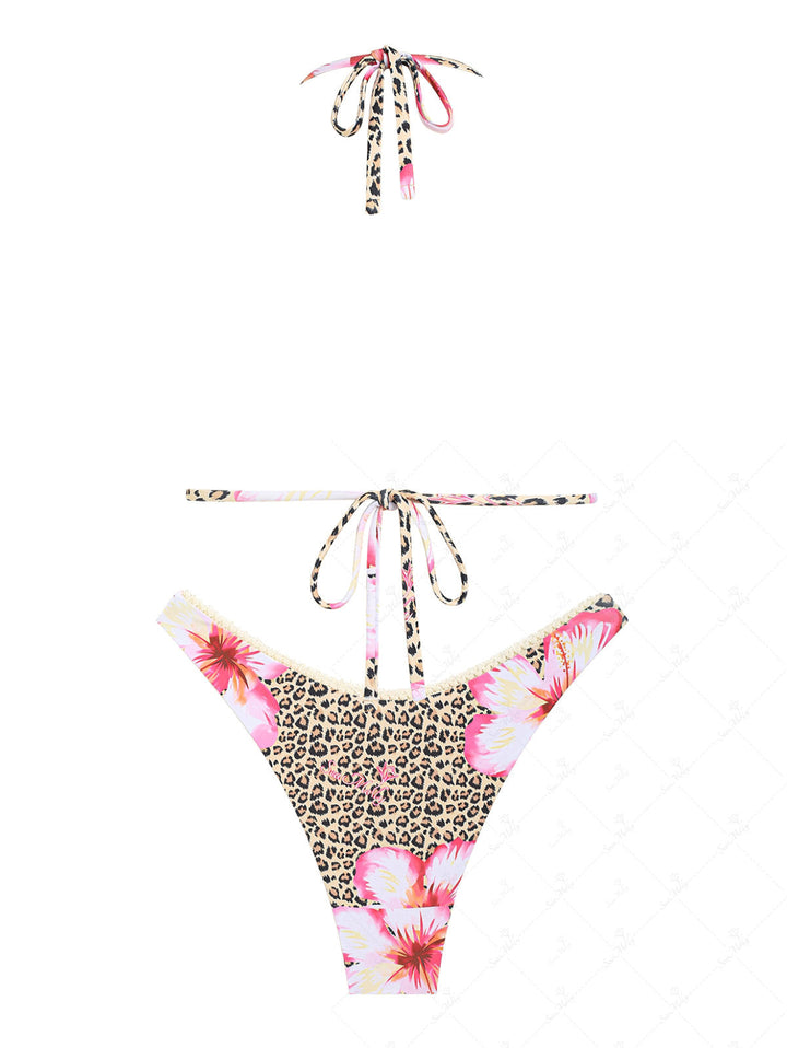 Iris | Conjunto de bikini atrevido con estampado floral de leopardo