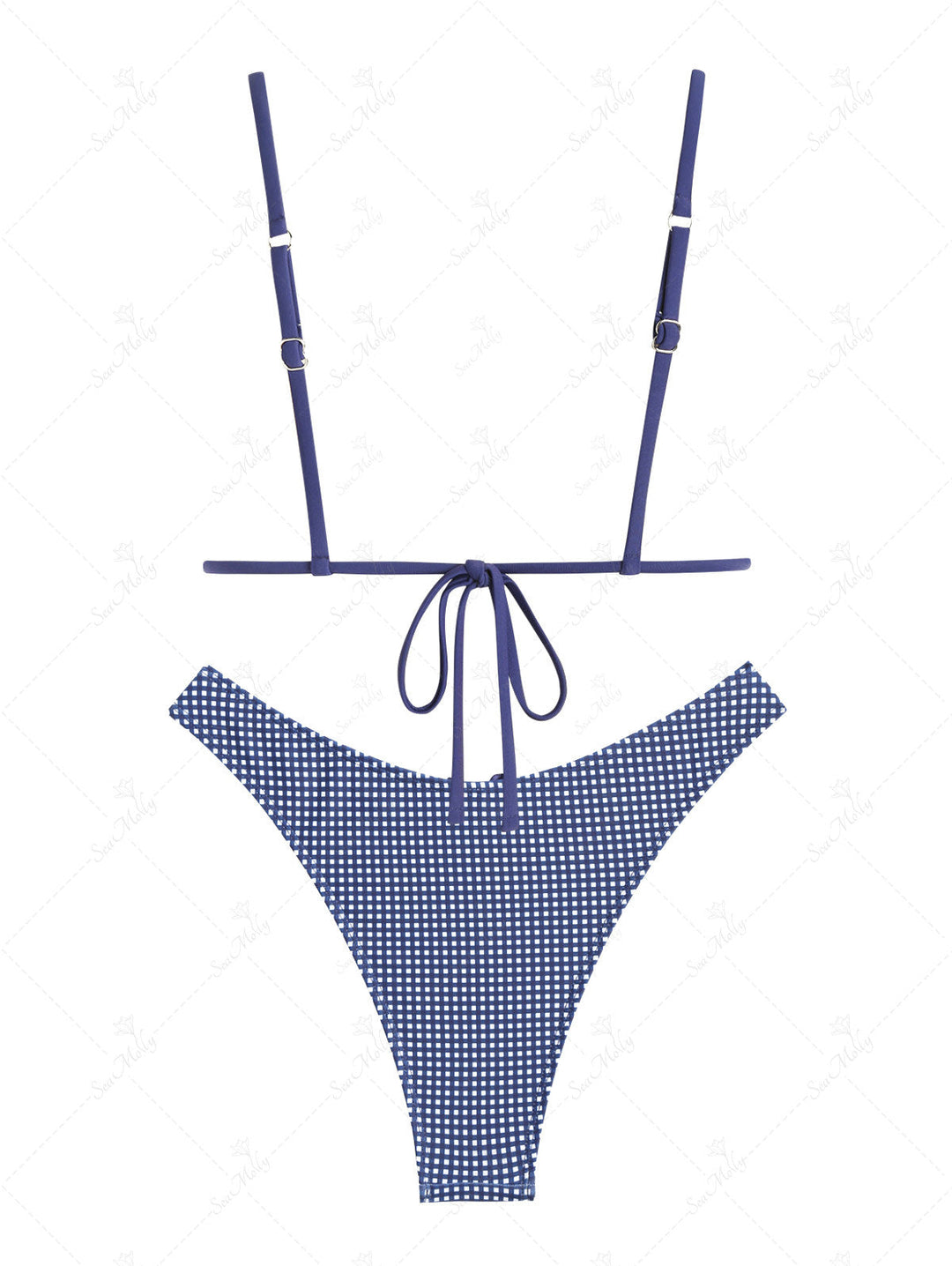 Sky | Conjunto de bikini triangular con lazo de guinga vintage