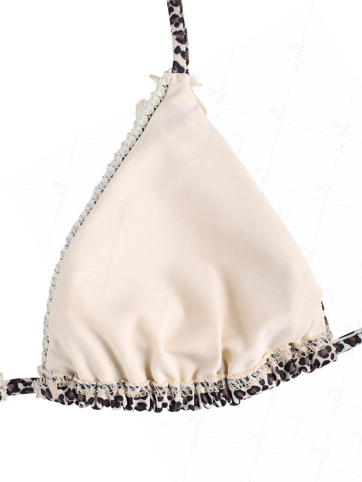 Ada | Conjunto de bikini de triángulo con decoración de leopardo