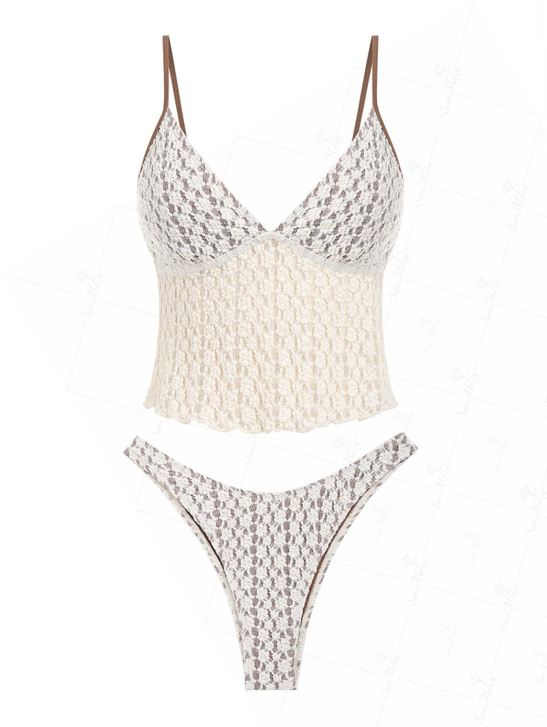Zahara | Conjunto de bikini con bordado de encaje