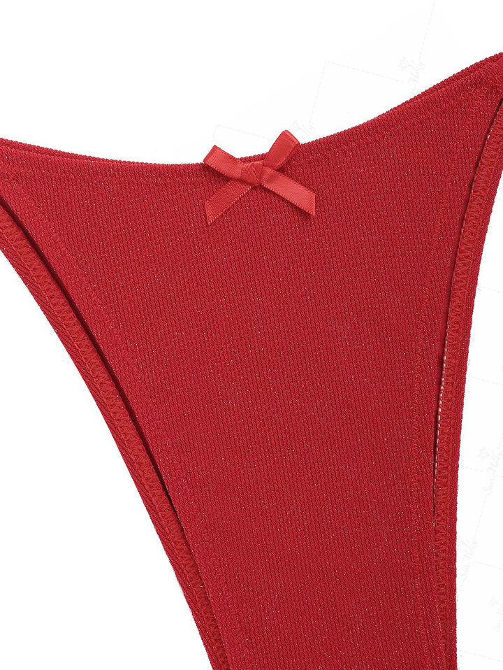 Scarlett | Conjunto de bikini con  ribete de encaje rojo pasión