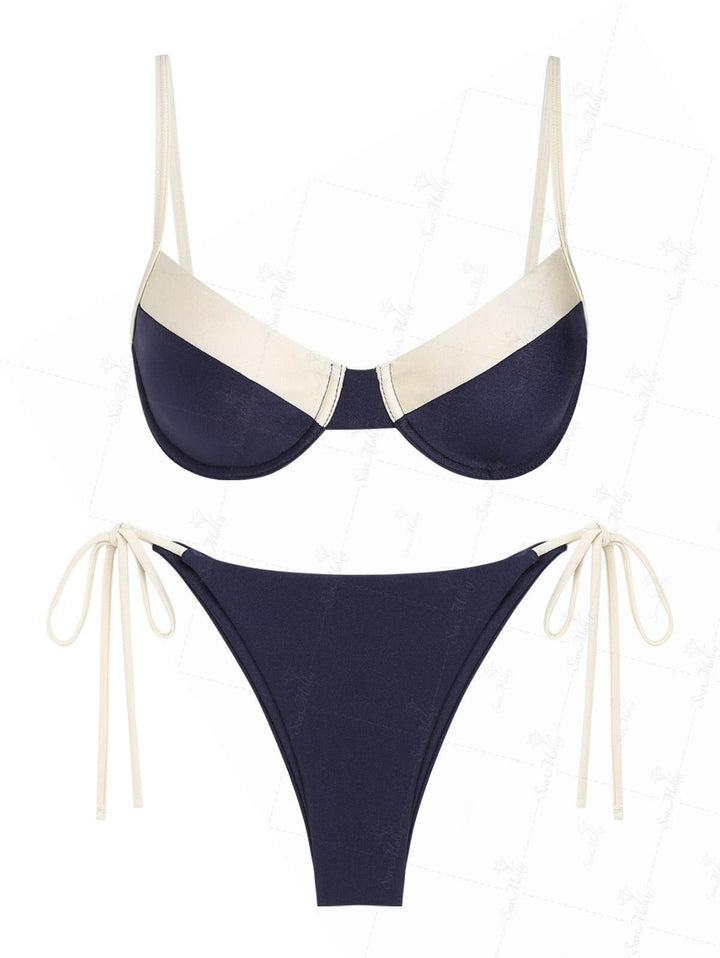 Blue | Conjunto de bikini con aros y lazos laterales