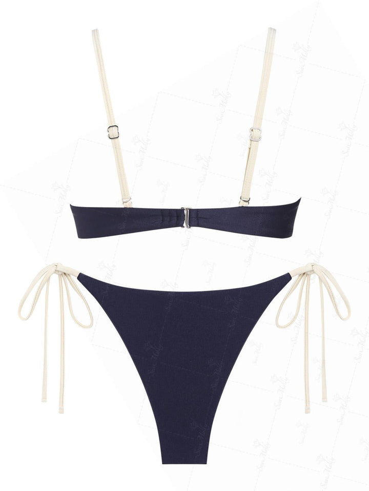 Blue | Conjunto de bikini con aros y lazos laterales