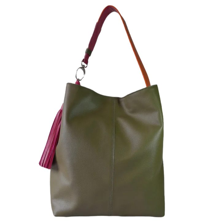 Bolso de mano de cuero para mujer en verde oliva Serenity