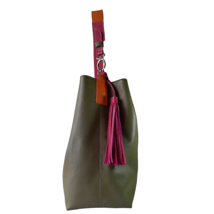 Bolso de mano de cuero para mujer en verde oliva Serenity