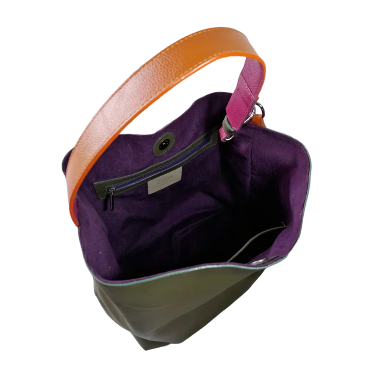 Bolso de mano de cuero para mujer en verde oliva Serenity