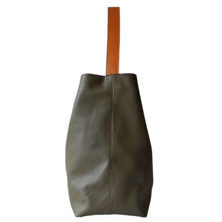 Bolso de mano de cuero para mujer en verde oliva Serenity