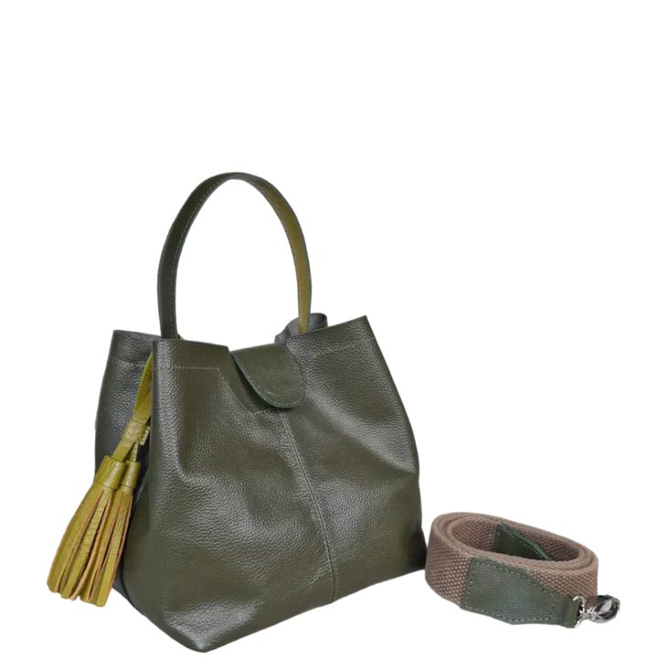 Bolso de mano de cuero verde oliva para damas Lucia Kleine