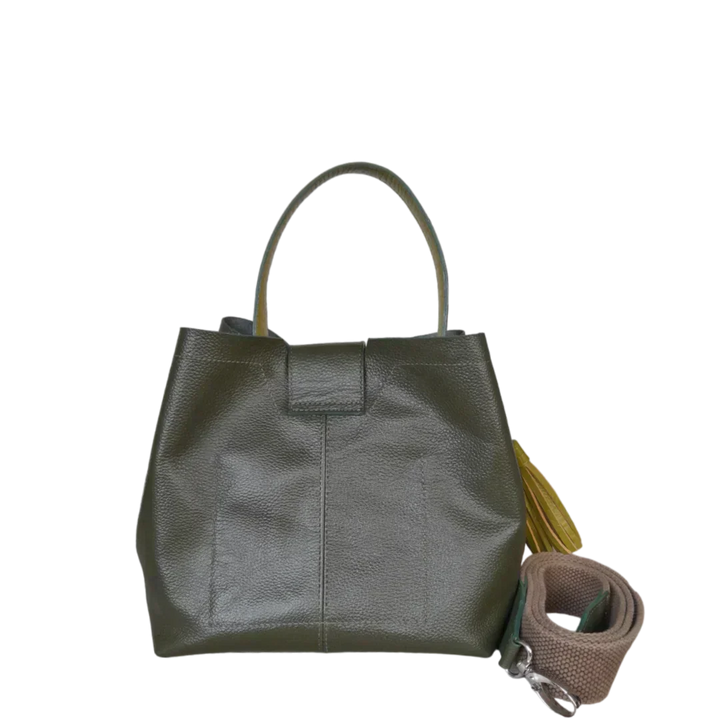 Bolso de mano de cuero verde oliva para damas Lucia Kleine