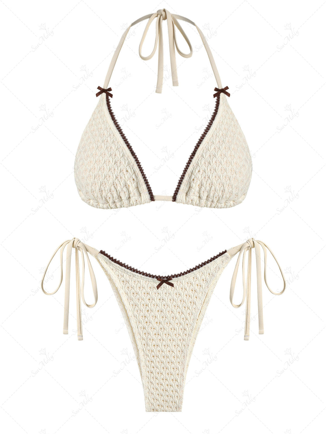 Salma | Conjunto de bikini de triángulo con lazo vintage