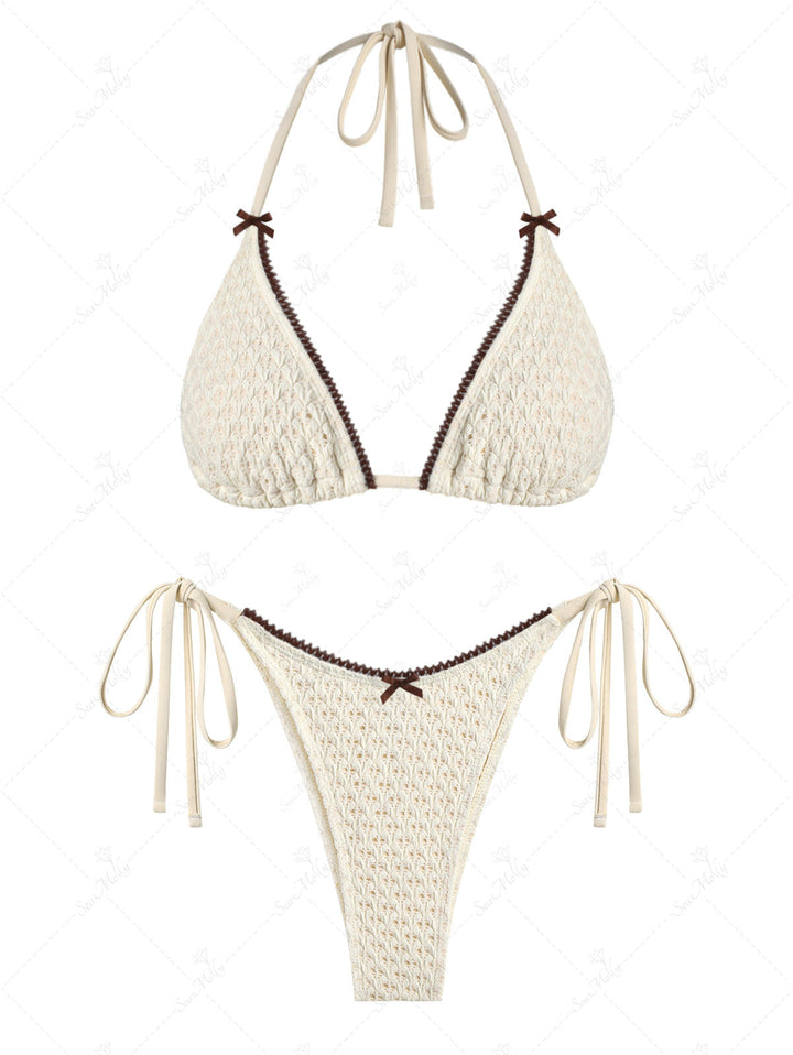 Salma | Conjunto de bikini de triángulo con lazo vintage