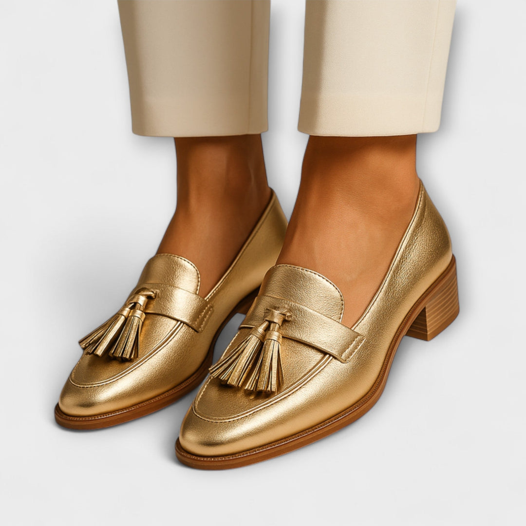Celeste - Zapatillas Doradas