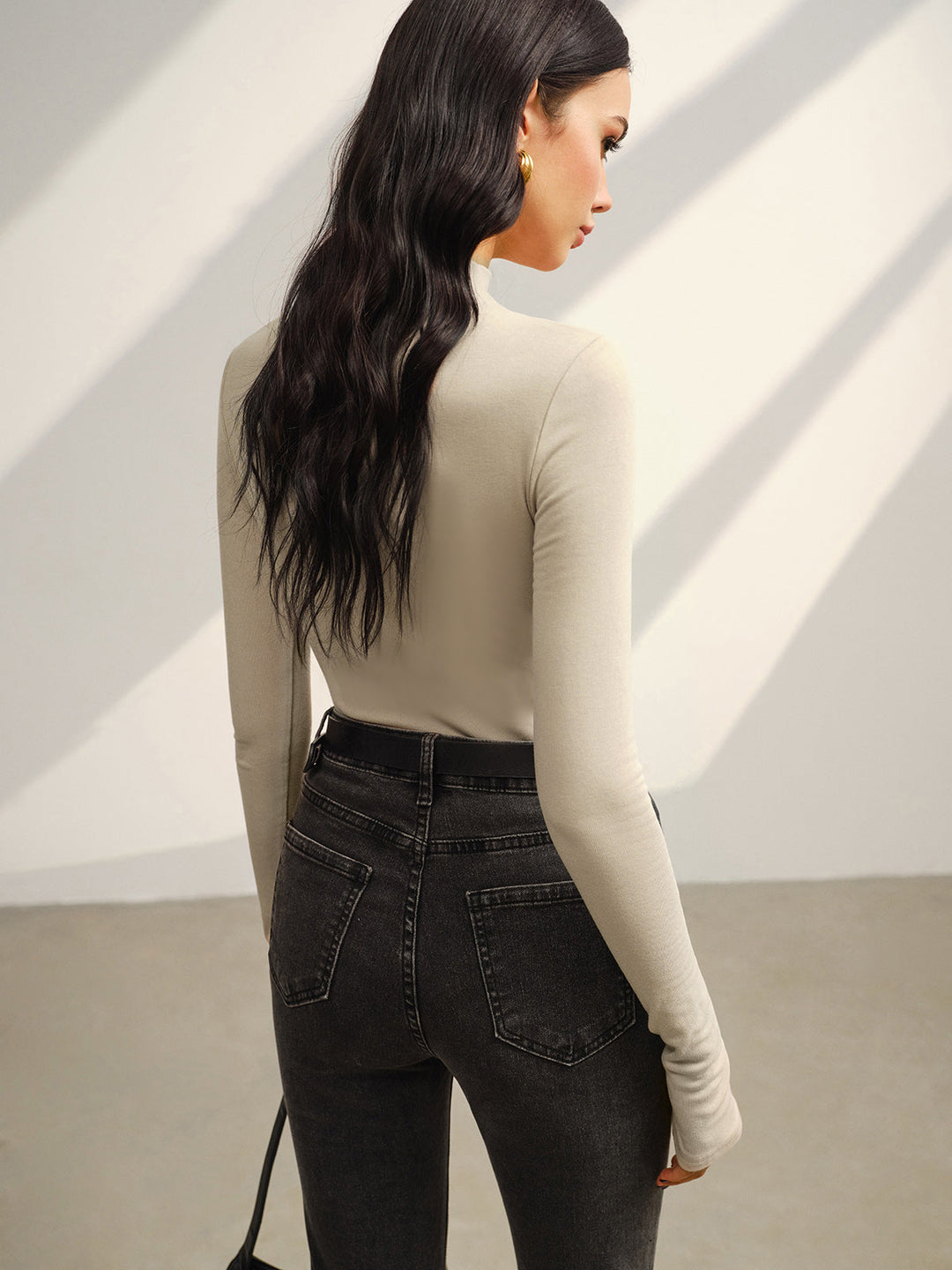 Carmen | Warme Jersey Top met Opstaande Kraag – Stretch Fit