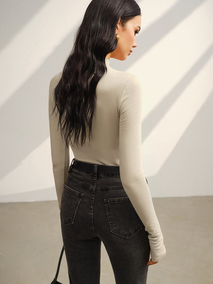 Carmen | Warme Jersey Top met Opstaande Kraag – Stretch Fit