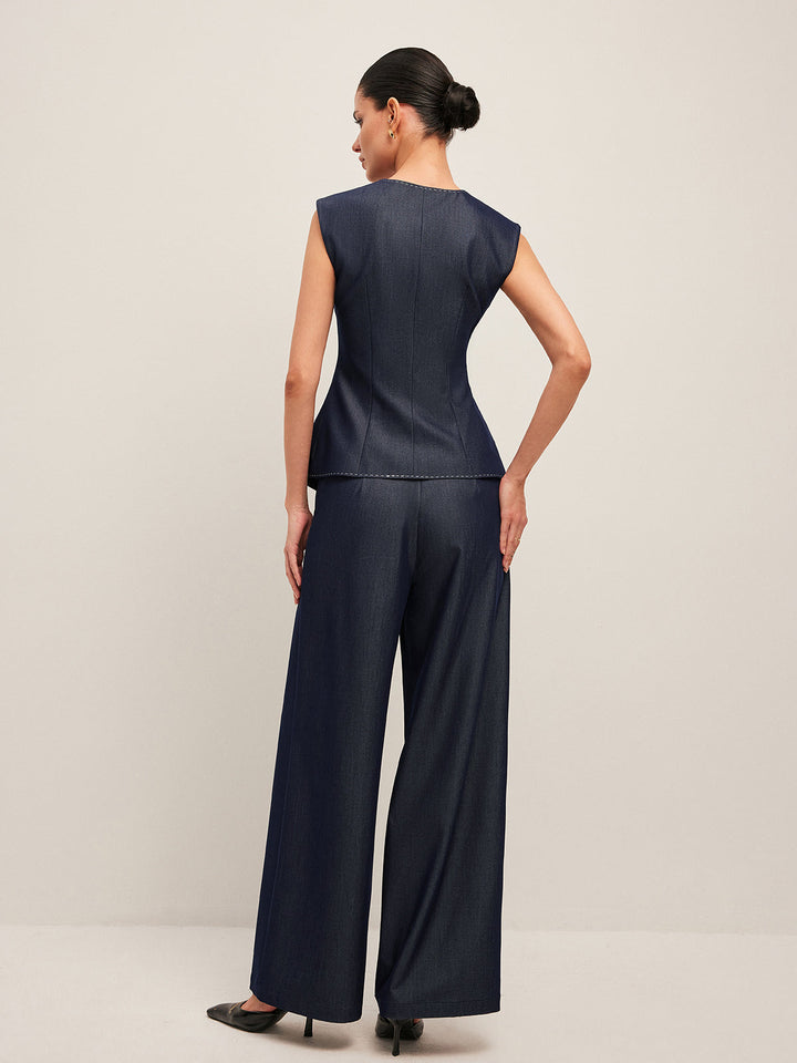Jimena | Chaleco de mujer con estilo y costuras en contraste - Elegante diseño con volantes