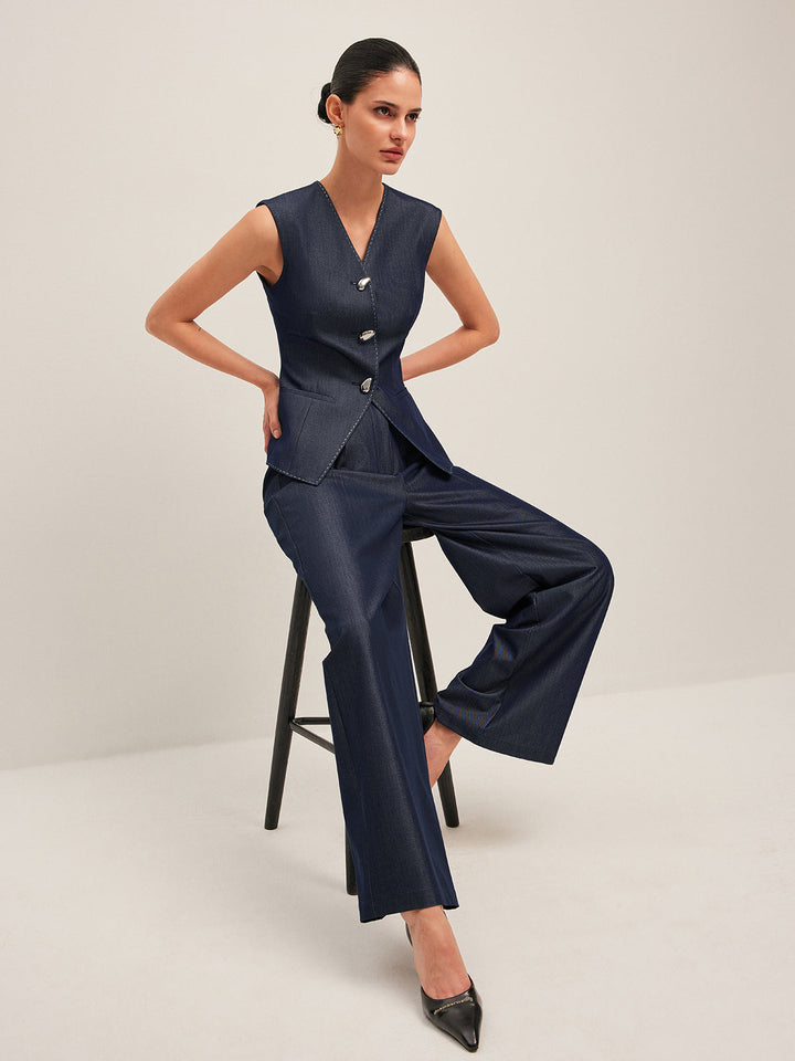 Jimena | Chaleco de mujer con estilo y costuras en contraste - Elegante diseño con volantes