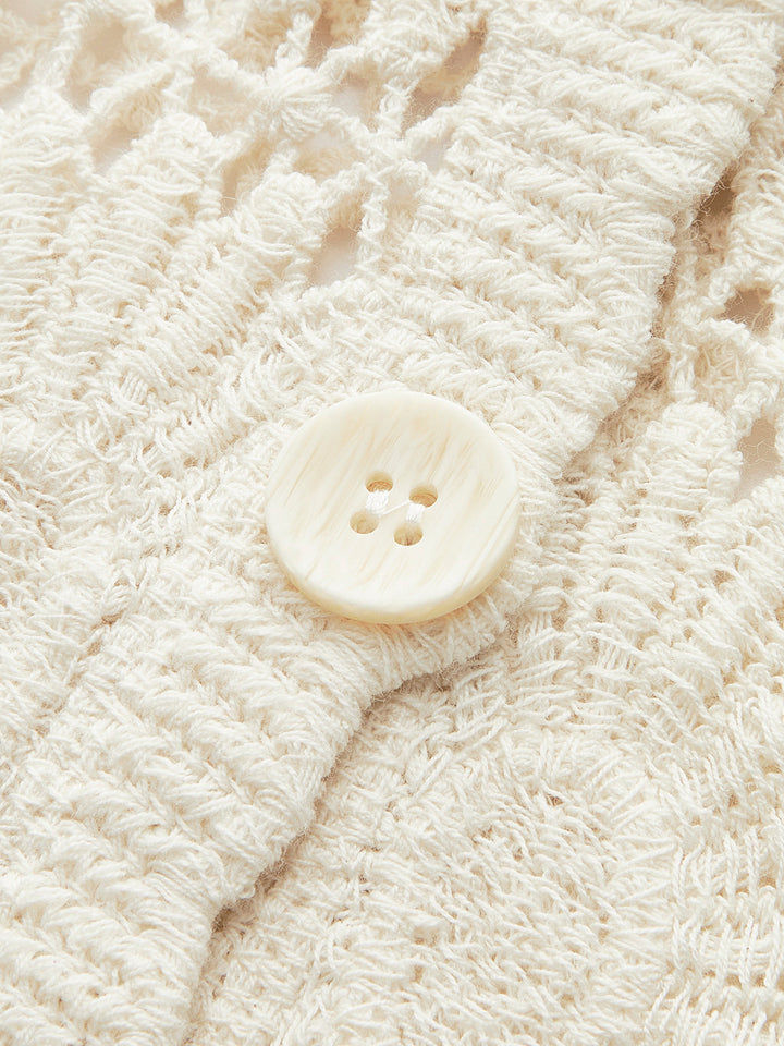 Isma | Top de moda: cárdigan de punto con flores y botones – Mezcla de algodón