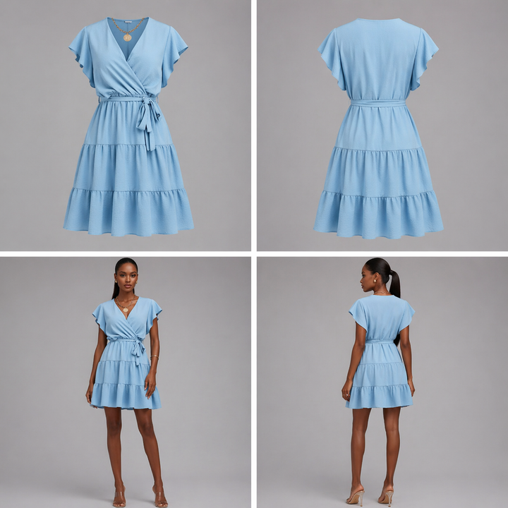 Vestido Sterre | Vestido de corte acampanado con cuello en V