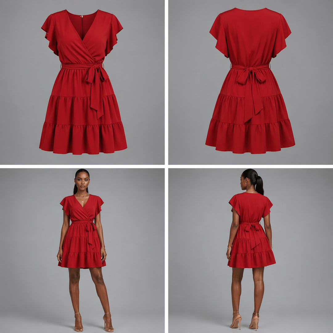 Vestido Sterre | Vestido de corte acampanado con cuello en V