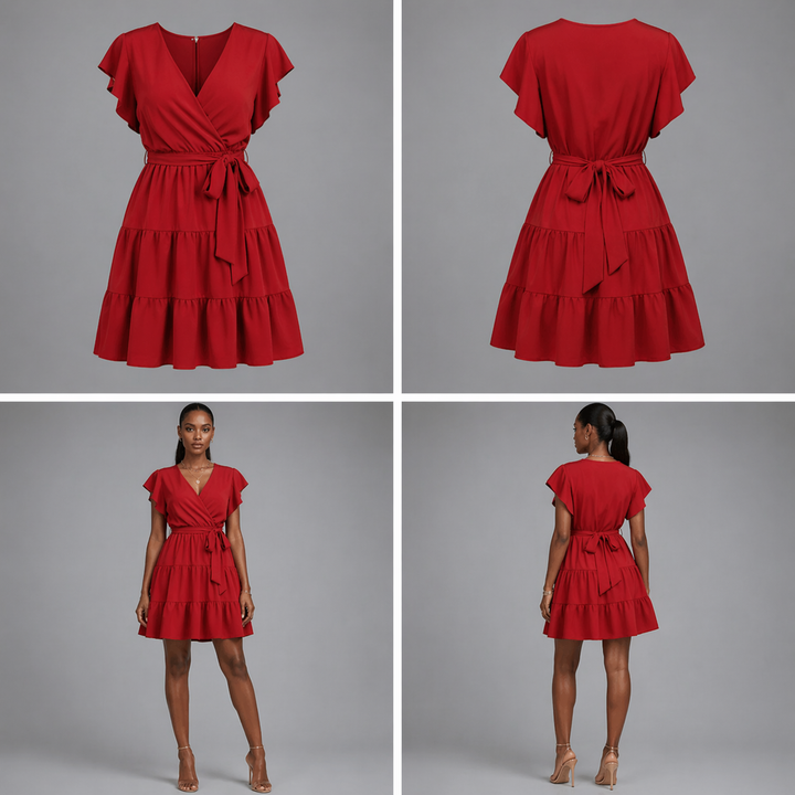 Vestido Sterre | Vestido de corte acampanado con cuello en V
