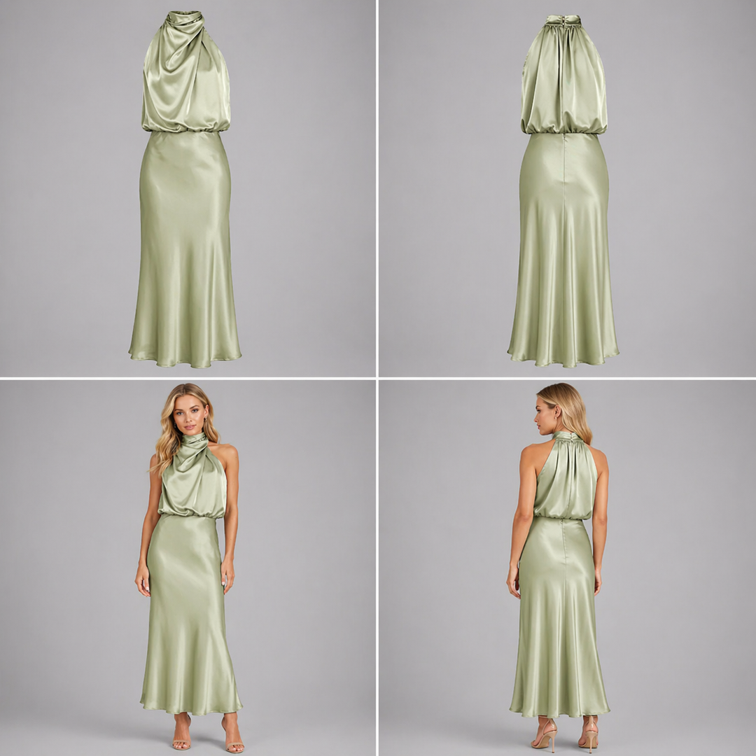 Rosalie | Vestido largo y elegante con un escote moderno: elegante y femenino