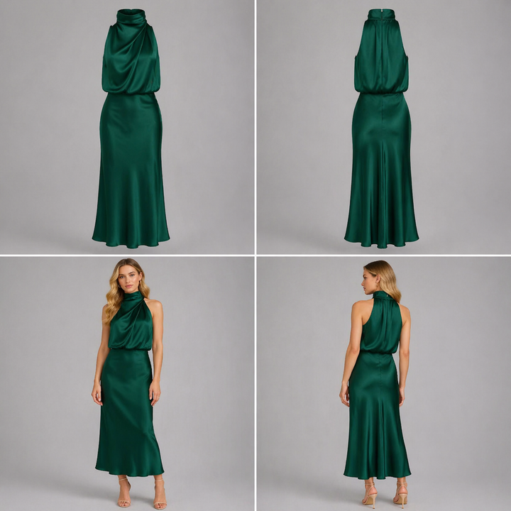 Rosalie | Vestido largo y elegante con un escote moderno: elegante y femenino