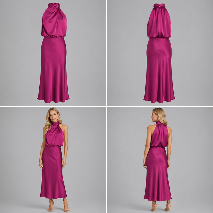 Rosalie | Vestido largo y elegante con un escote moderno: elegante y femenino