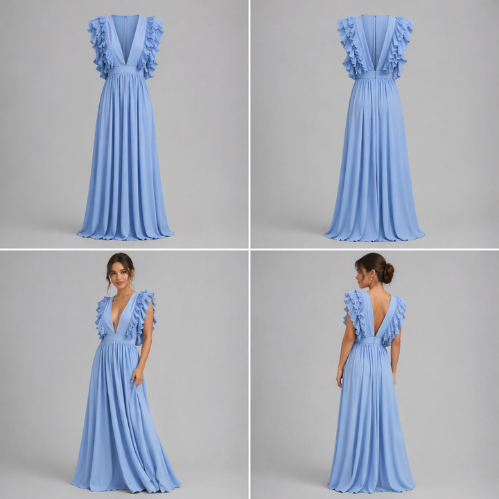 Jill | Vestido largo con elegantes volantes