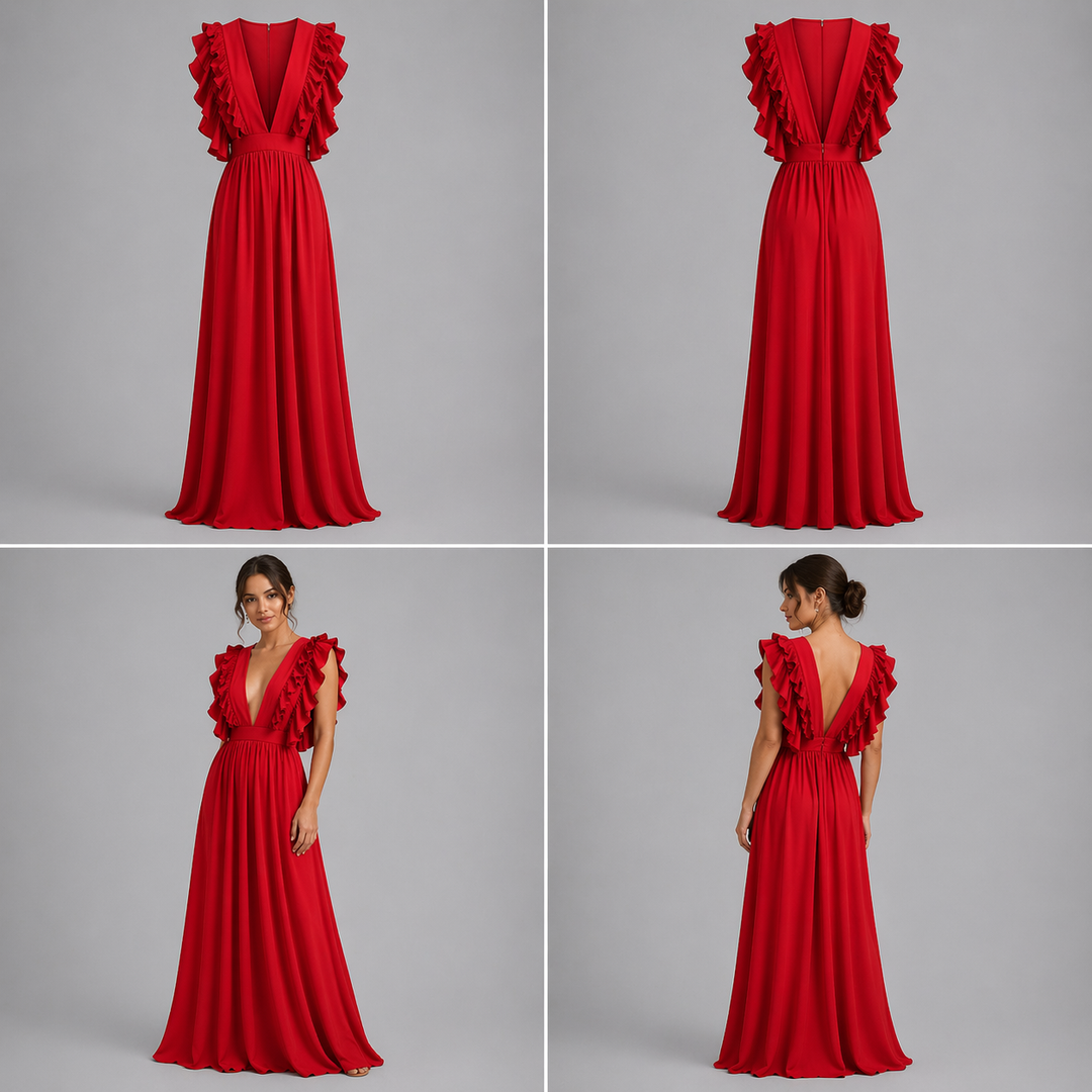 Jill | Vestido largo con elegantes volantes