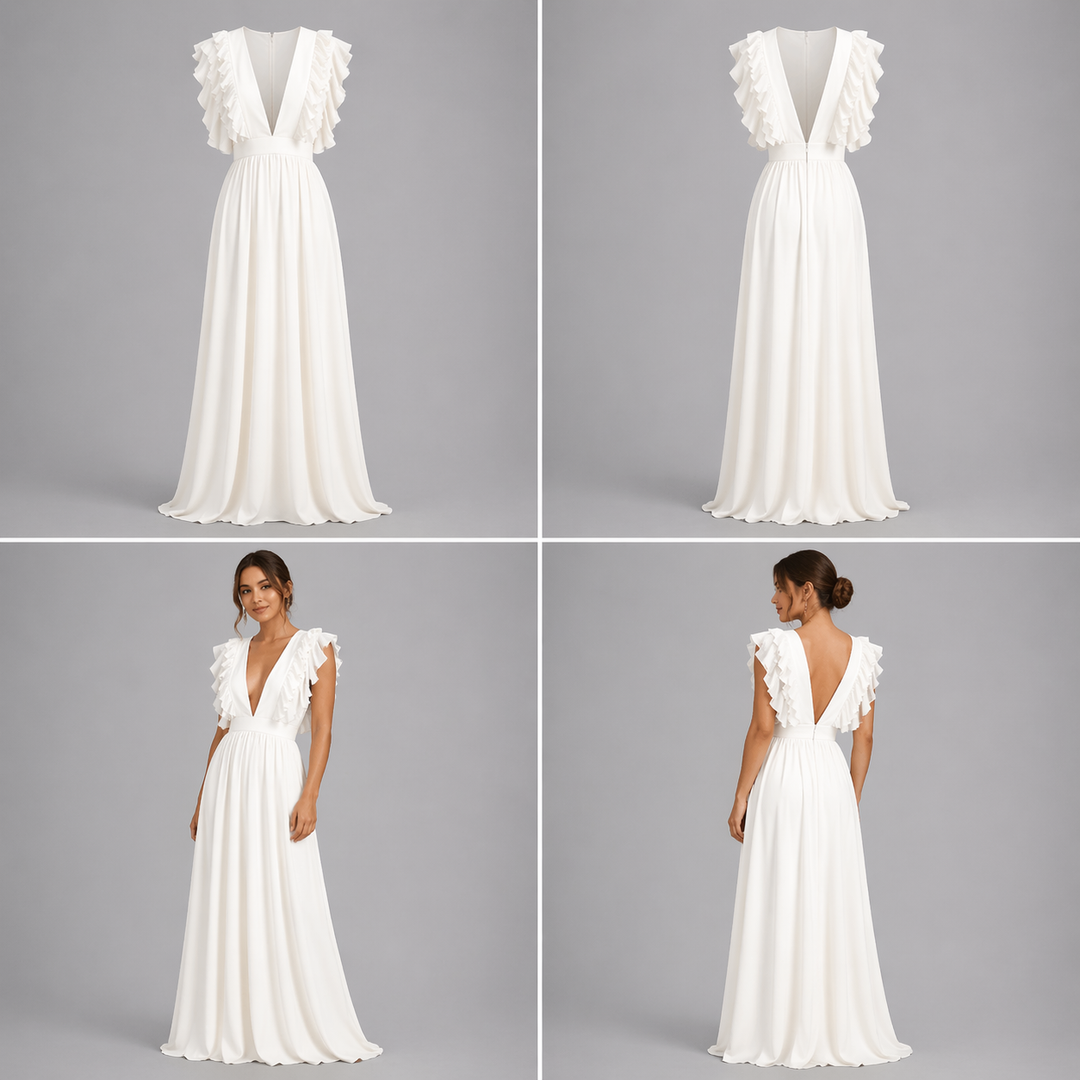 Jill | Vestido largo con elegantes volantes