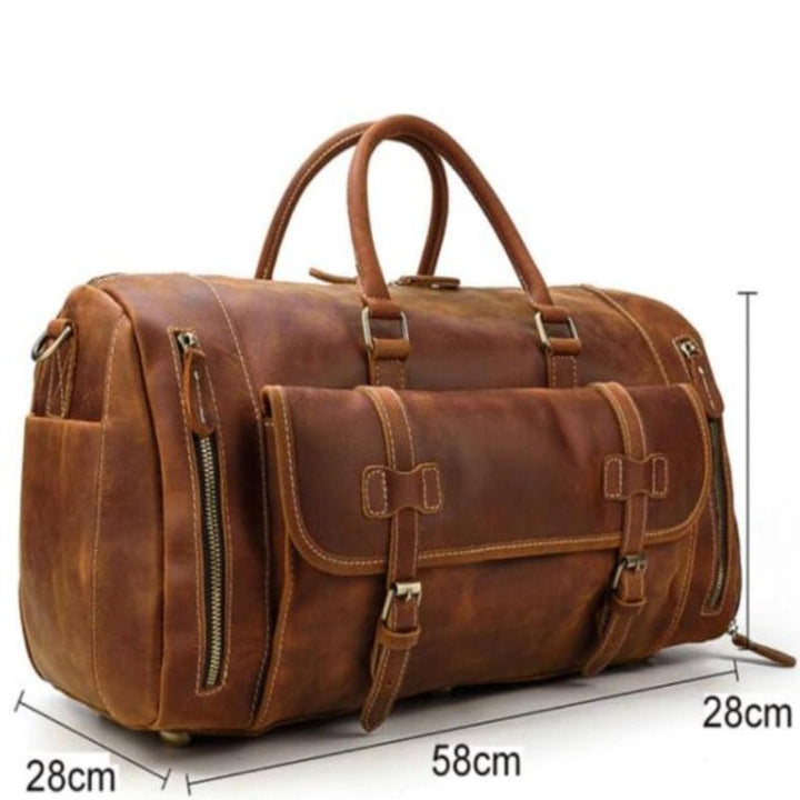 Bolsa de viaje de cuero Retro Crazy Horse con compartimento separado para zapatos