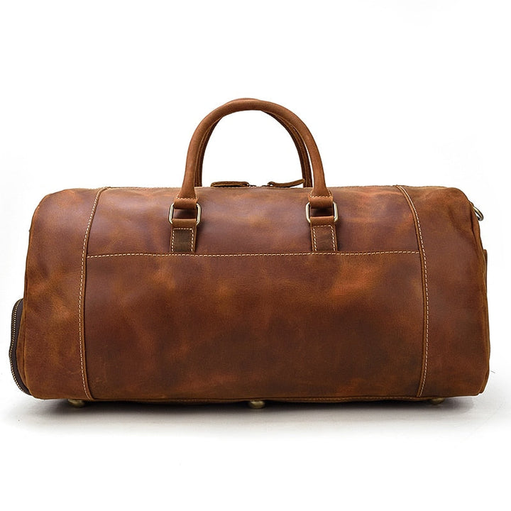 Bolsa de viaje de cuero Retro Crazy Horse con compartimento separado para zapatos