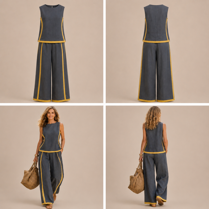 Anita – Conjunto de lino bicolor