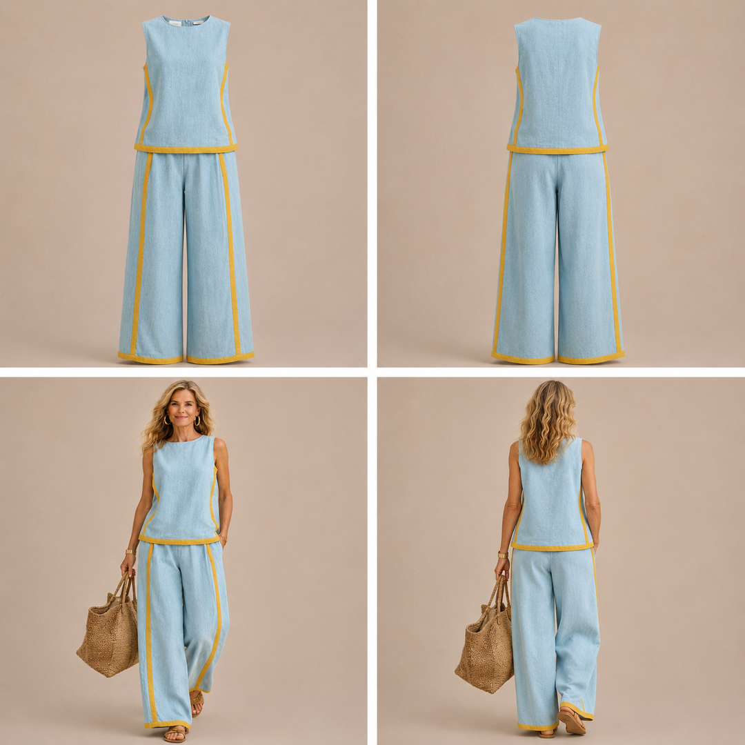 Anita – Conjunto de lino bicolor