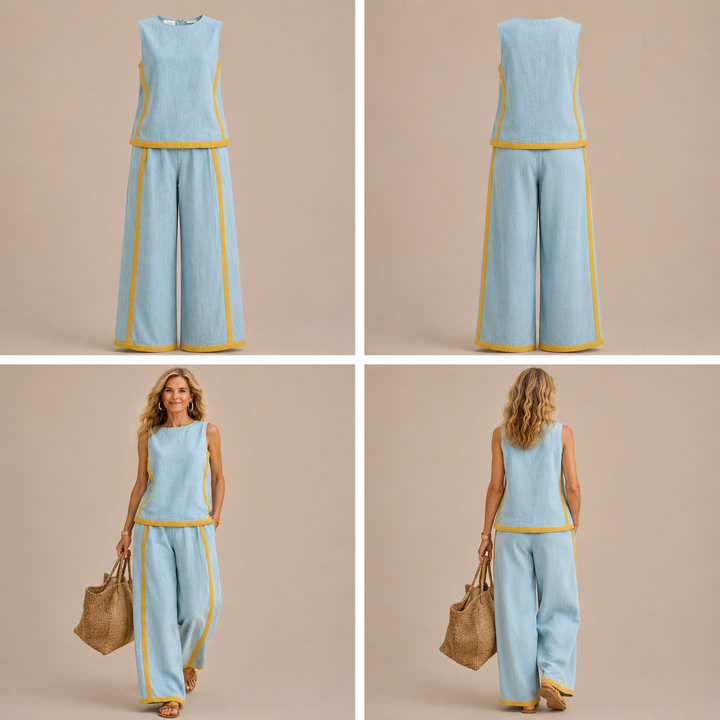 Anita – Conjunto de lino bicolor