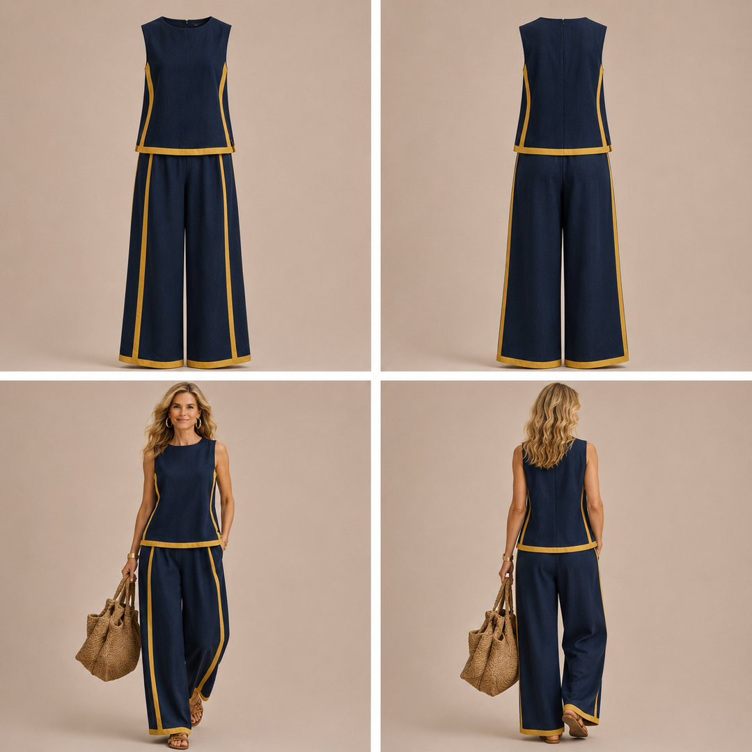 Anita – Conjunto de lino bicolor