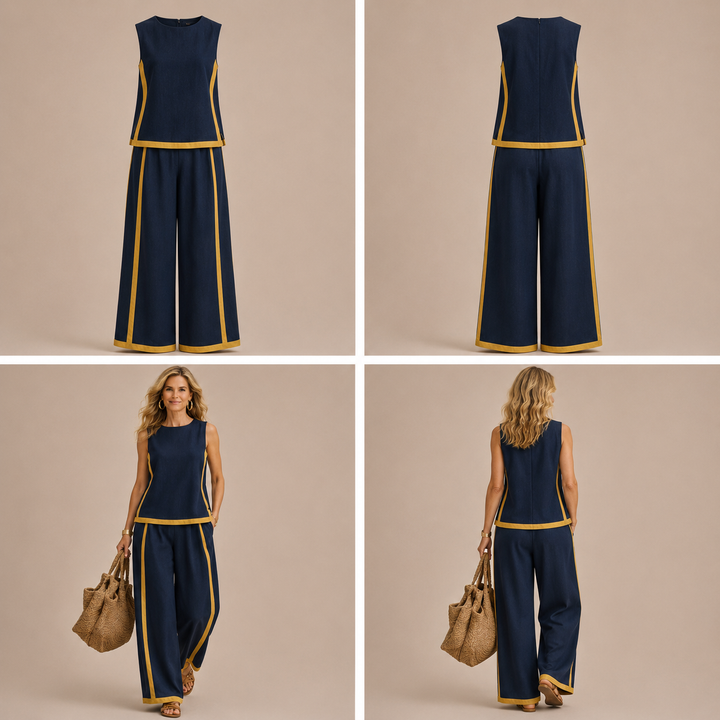 Anita – Conjunto de lino bicolor