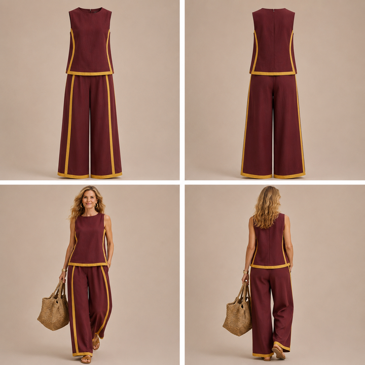 Anita – Conjunto de lino bicolor