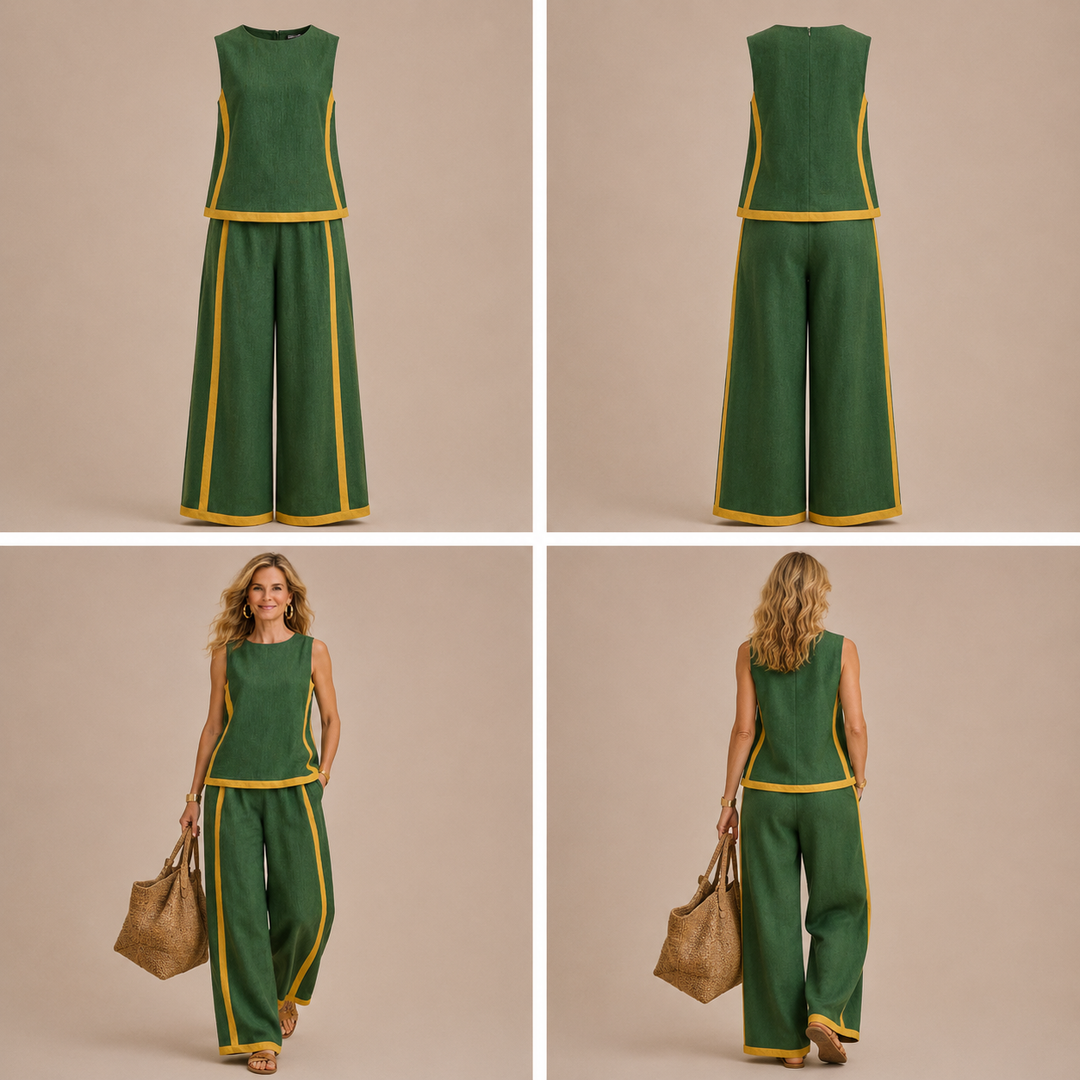 Anita – Conjunto de lino bicolor