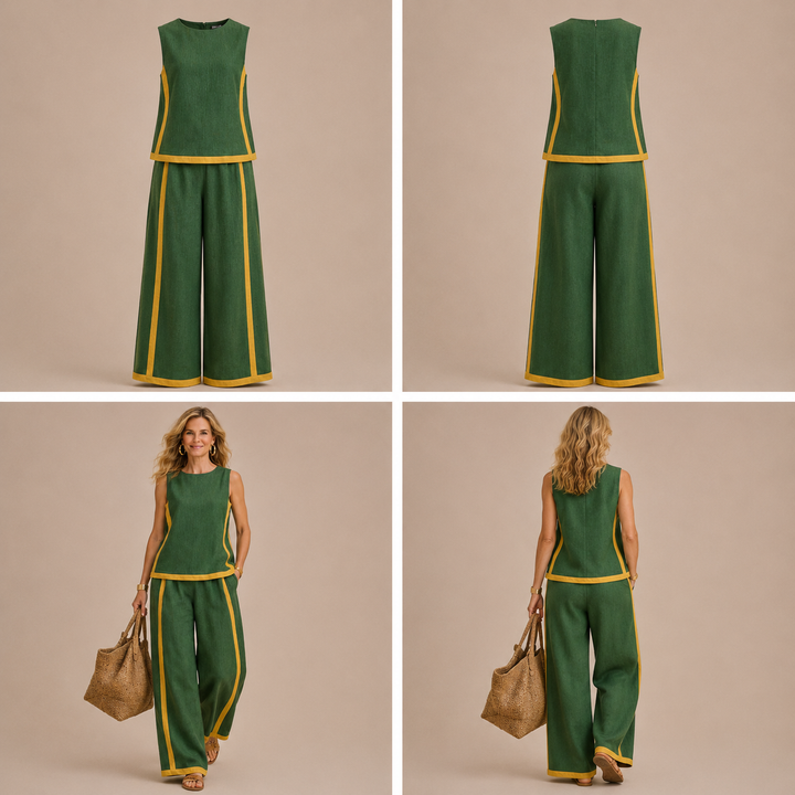 Anita – Conjunto de lino bicolor